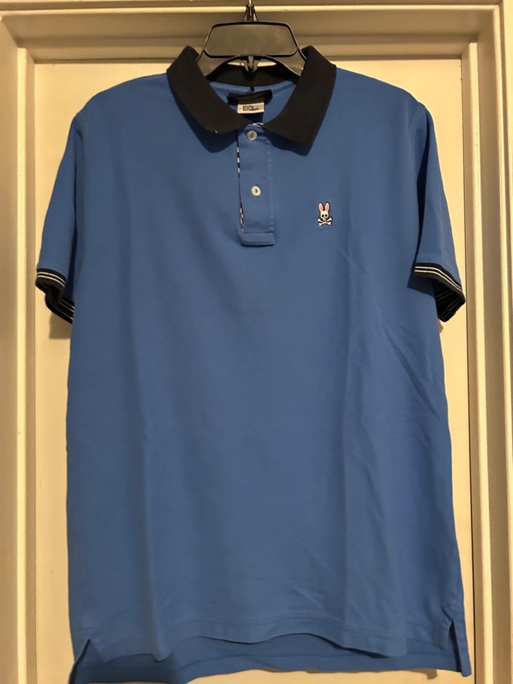 Psycho Bunny Blue Polo with Black Collar and Trim